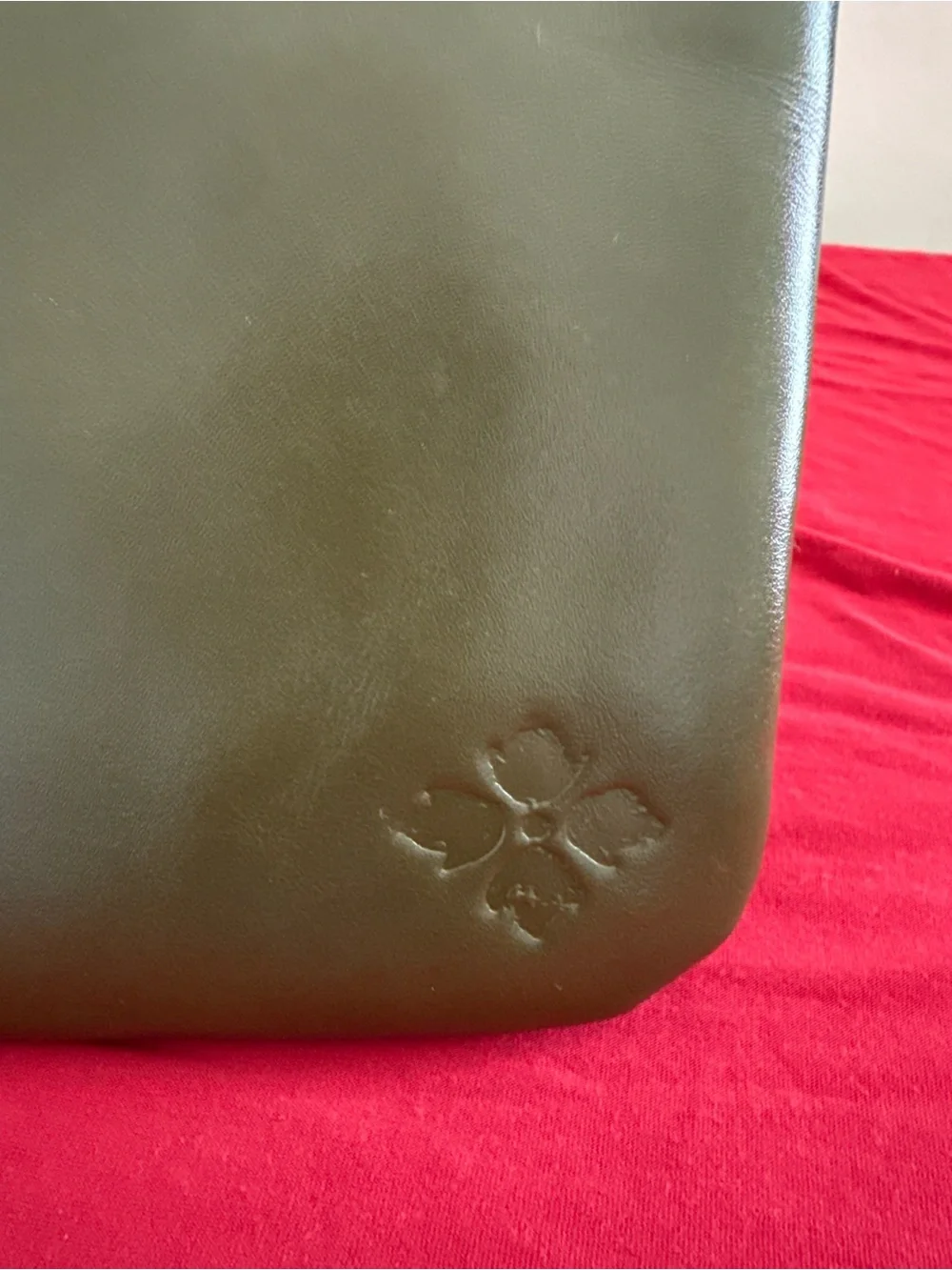 Patricia Nash Embossed Olive Green Leather Wristlet Clutch